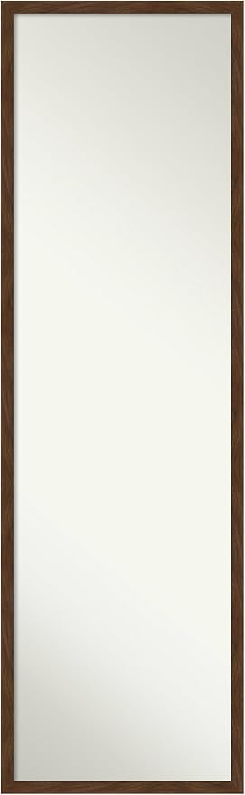 Amanti Art Brown Full Length Mirror for Door, 49x15 Carlisle Brown Narrow Tall Wall Mirror Full Length, Mounted to Door or Closet Wall with no Visible Brackets, Country Rustic Wood Frame, Bedroom