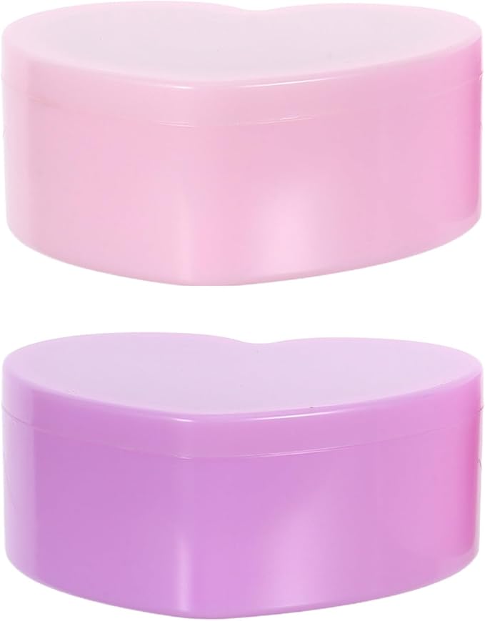 2pcs Heart-shaped Jewelry Organizer Box with Makeup Mirror for – Double-layer Trinket and Hair Accessories Storage in Light Pink and Light Purple