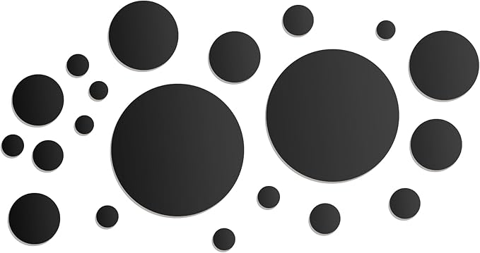 Shappy 32 Pcs Acrylic Mirror Wall Stickers Removable Round Wall Decal Circle Mirror Tiles for Home Bathroom Living Room Bedroom TV Background Decor (Black, Small Size)