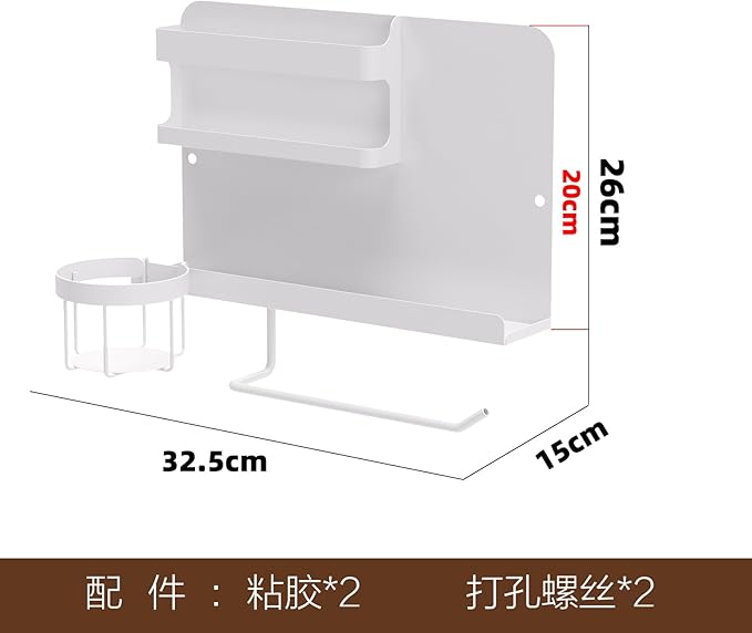Floating Shelves for Bedside, Self Stick On Wall Mount Shelf Organizer with Hooks, Cute Room Decor Aesthetic, Multi-Functional Storage for Bedroom, Office, No Drilling Adhesive Hanging Shelf (White)