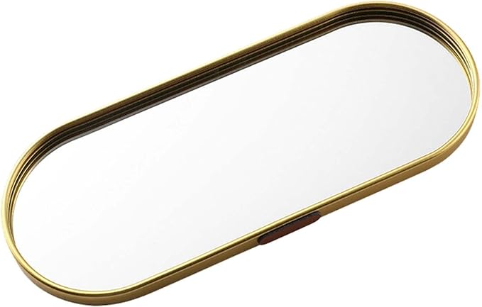 Mirror Tray - Oval Metal Mirrored Tray, Elegant Bathroom Organizer, Decorative Perfume Display, Large Capacity Vanity Accessory | Perfumes Makeup Dresser Vanitys for Perfume Makeup Dresser Vanity