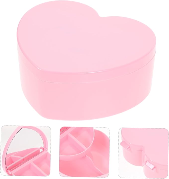 BESPORTBLE DIY Cartoon Jewelry Storage Box for Girls Plastic Makeup Organizer Dividers Cute Accessories Container for Boys and Girls Pink