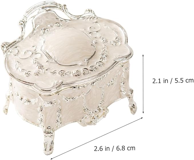 Vintage Jewelry Storage Box Small Retro Jewelry Case for Earrings and Necklace Organizer for Makeup Table Display 6.8x5.3x5.5 Inch