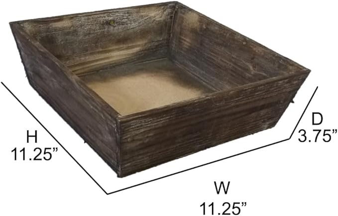 Admired By Nature Wooden Rustic Tray Box - for Plants, Home Decor, Organization, Storage, Table Decor, Kitchens, Indoor Outdoor - Stained Brown