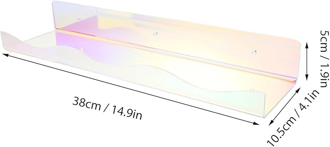 Ipetboom Colorful Iridescent Acrylic Wall Shelf for Perfume and Nail Polish Storage, Floating Makeup Organizer Rack for Bedroom and Bathroom Display