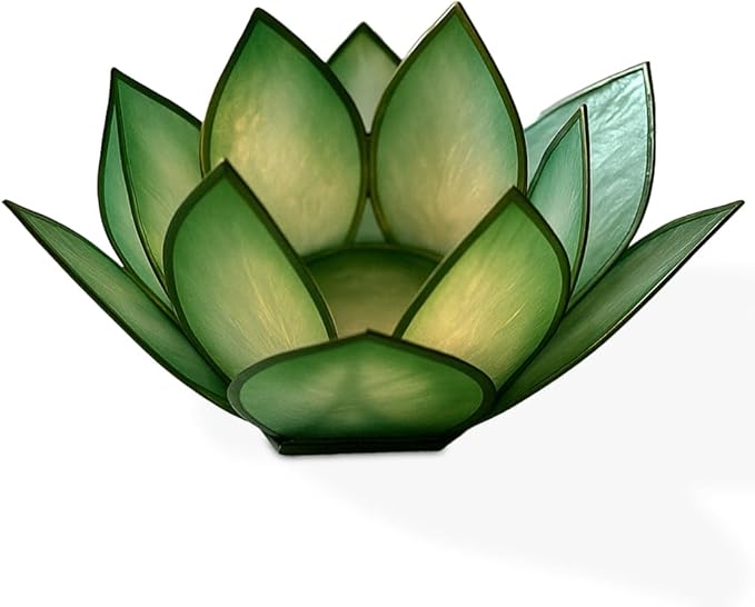 Om Gallery Capiz Shell Lotus Flower Decor Tealight Candle Holder for Serene Ambiance -Decorative Natural Shell Mini Candle Holders for Meditation, and Relaxation, Rain Forest