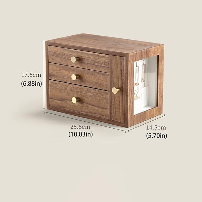 Makeup Organizers Jewelry Box Wooden Multilayer Drawer Jewelry Box Retro Storage Box Ring Earring Necklace Bracelet Storage Box Built-in Flocking 10 Inch Jewelry Case