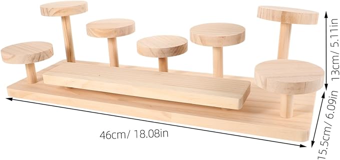 MERRYHAPY Elegant Wooden Perfume Display Stand Cosmetics Shelf Makeup Organizer Skincare Display Desktop Riser