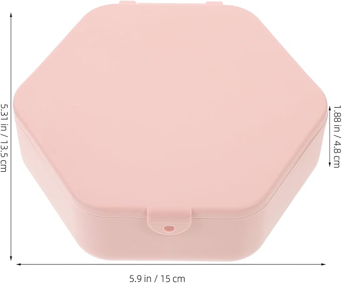 Abaodam Hexagonal Jewelry Organizer Box with Mirror, Pink Travel Jewelry Holder for Earrings, Necklaces, Bracelets – Portable Makeup Storage Case for Women