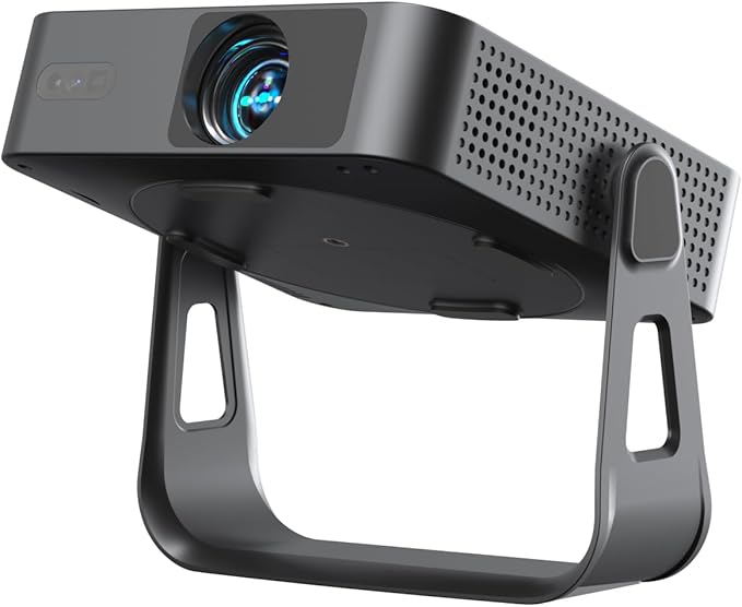 [Officially-Licensed App & Auto Focus]Black Smart Mini Projector with WiFi and Bluetooth, XuanPad 4K Support Movie Projector, Portable Native 1080P Outdoor Projector with 360° Stand