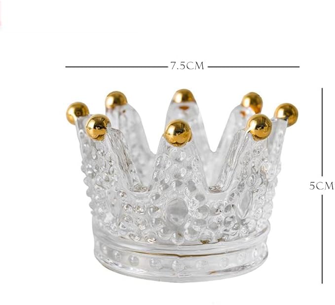 Crystal Glass Candle Holder Set of 3 Crown Shaped Makeup Sponge Beauty Egg Storage Rack Jewelry Watch Nail Art Dappen Dish Wedding Christmas Decor