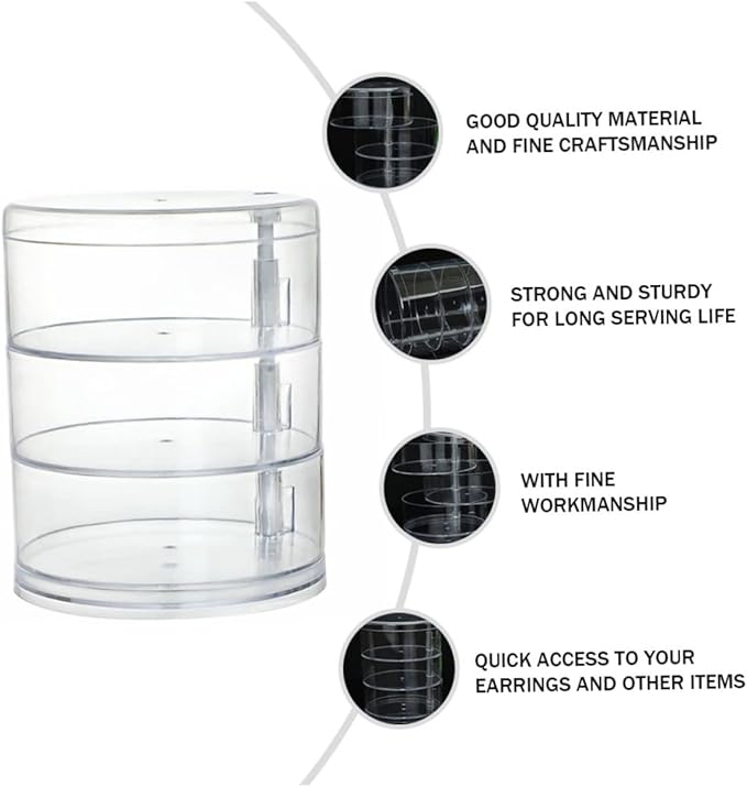 jojofuny 1pc box Bracelets Multi-layer Multi Cosmetics Rotatable Acrylic Holder Makeup Tiers Earring Cookie Necklaces Shelf with Large Make Cosmetic Candy for Jewelry White Case