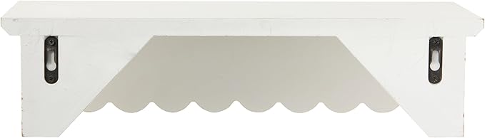 SOFE Rustic Wood Shelves for Wall - Shelf for Bedroom Bathroom Kitchen Small - White Scalloped Shelves - Bookshelf Storage Organizer - Plant Collectibles Display Shelving Wall Mounted