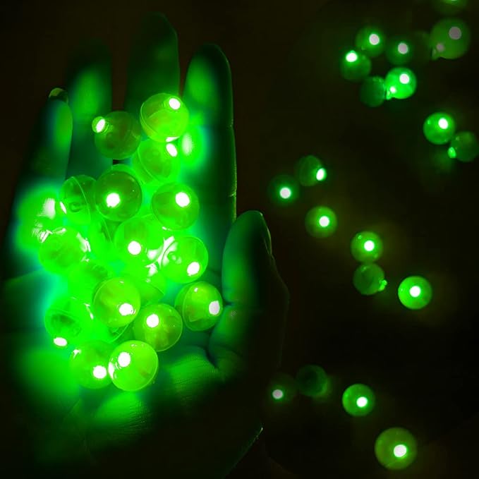100pcs LED Green Balloon Lights, Round LED Mini Lights for Paper Lantern Balloon Birthday Party Event Indoor Outdoor Wedding Decoration Halloween Christmas Supplies