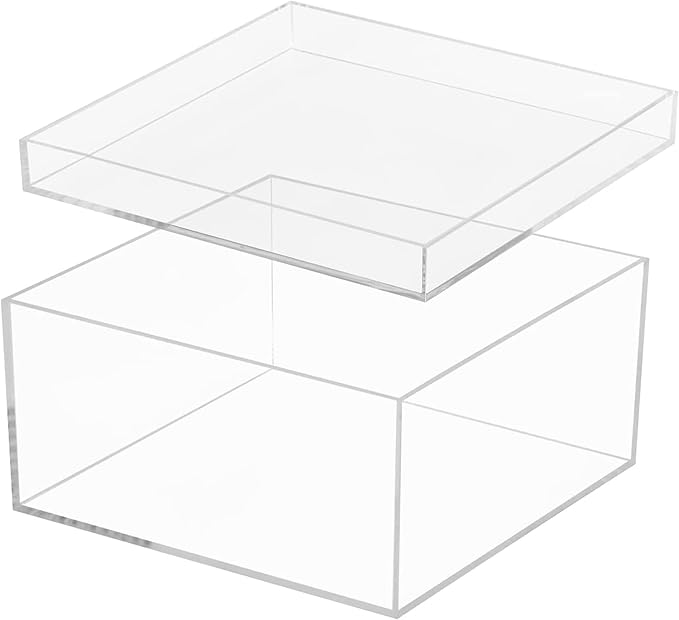 KissYou Acrylic Box Large Clear Box with Lid Home Office Storage Box Jewelry Organizer Contanier Plastic Square Cube Graduation Wedding Birthday Candy Boxes Party Decoration