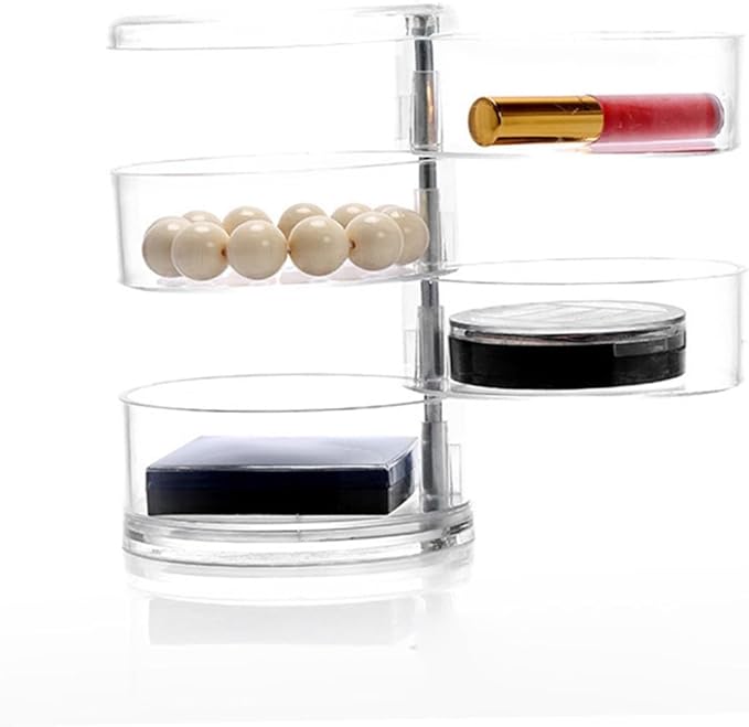 SHERCHPRY 2pcs Plastic Four-layer Rotating Jewelry Storage Box Cosmetic Organizer for Easy Access to Earrings and Items Desktop