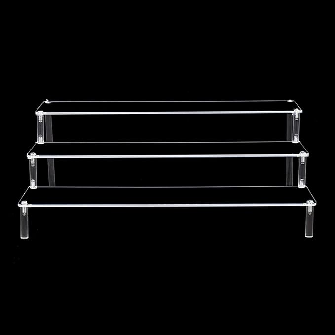 Acrylic Action Figure Display Stand 3 Step Perfume Cupcake Organizer Tray Holder Display Shelf for Makeup Doll - Clear Transparent Toy Model Shelf Risers for - 39.5x27.5x15cm