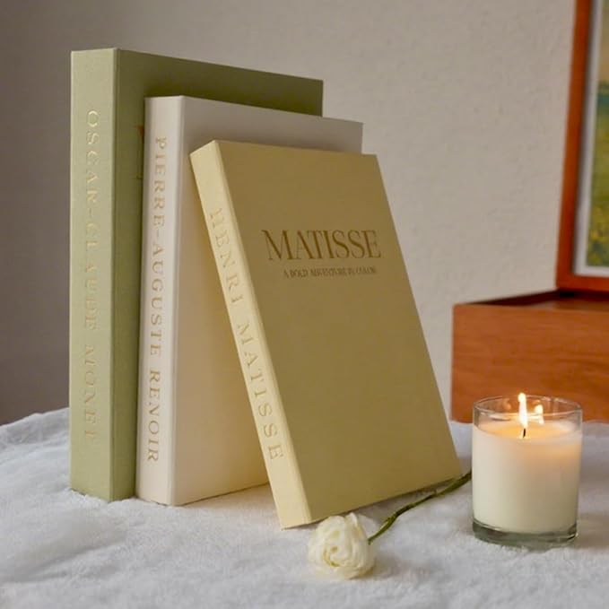 Aesthetic Decorative Books - Set of 3 Linen Fake Books Enhance Your Coffee Table, Home Decor, Living Room, Bookshelf or Mantle Decor, Modern Stackable Faux Book Photo Storage and as a Keepsake Box