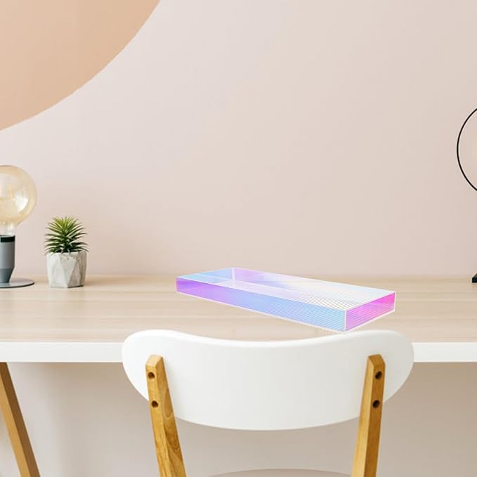 NUOBESTY Acrylic Makeup Tray Small Vanity Tray with Striped Colorful Design Perfume Organizer for Dresser for Bathroom and Vanity Table