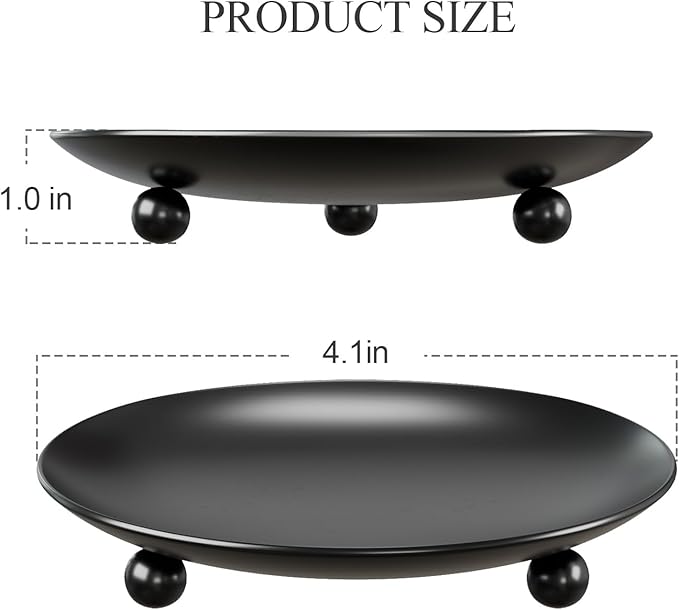 Black Candle Holders for Pillar Candles, Set of 2 Premium Metal Candle Plates Candle Stand for LED or Wax Candles, Decorative Pillar Candle Holder Dish for Table Centerpiece