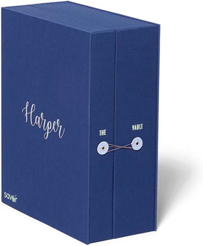 Savor | Pet Memorial Box for Dog, Cat, and Other Pets | Personalizable Pet Loss Sympathy Gift and Keepsake Box for Vet Records, Tags, Collars, Toys, and More (Blue, Harper Style)