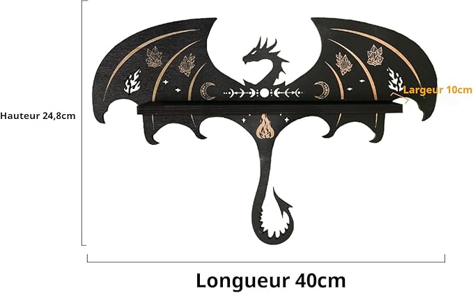 Gothic Evil Dragon Decor Crystal Display Shelf for Wall, Wooden Witchy Shelf Rock Display Case Knick Knack Organizer Trinket Holder, Wall Hanging Shelves for Essential Oil & Nail Polish