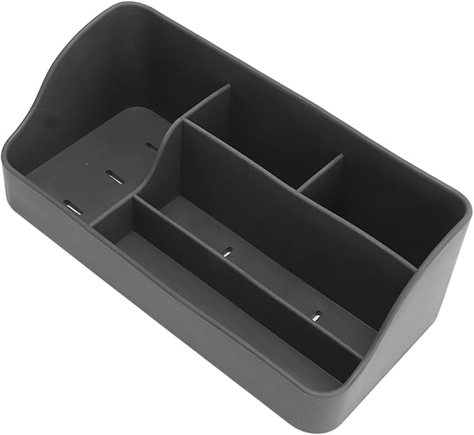 5 Grid Makeup Organizer Silicone Cosmetic Jewelry Storage Box Makeup Desk Organizer for Cosmetics Skincare Lipstick Brushes Lotions Eyeshadow Nail Polish Jewelry(Dark Gray)