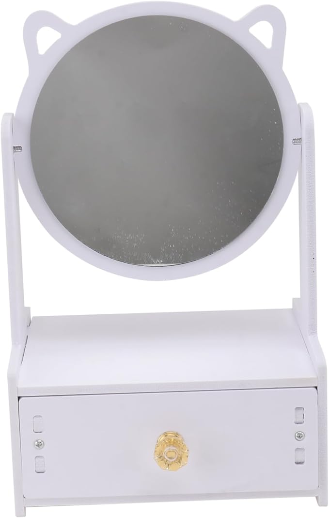 CALLARON Large Desktop Cosmetic Mirror with Drawer Storage Box Portable Makeup Mirror for Girls for Vanity and Travel Dimmable Touch Screen Stylish Makeup Organizer
