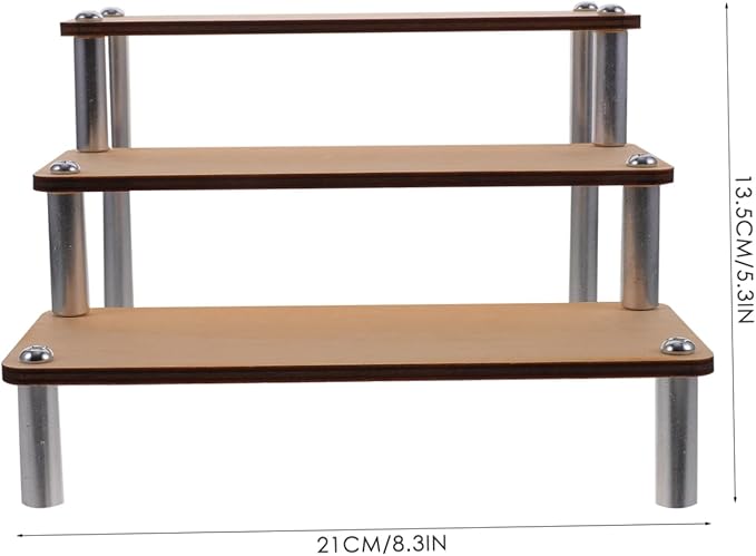 MAGICLULU Wooden Multi Display Riser Shelf for Jewelry Cosmetics and Models Stable Three Tier Organizer with Smooth Finish Rustic Makeup Holder and Statuette Display Stand for Home and Shop