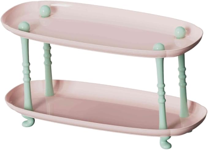 Desktop Organizer Countertop Storage Rack Vanity Tray Makeup Organizer for Countertop Red(Pink)