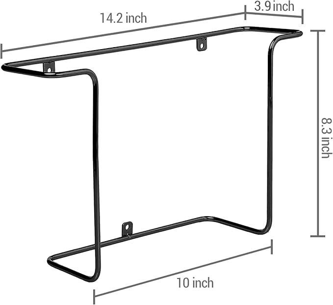 MyGift 2-Pack Vinyl Wall Mount Holder - Floating Record Shelf for Vinyl Display, Black Metal Record Wall Display Shelves