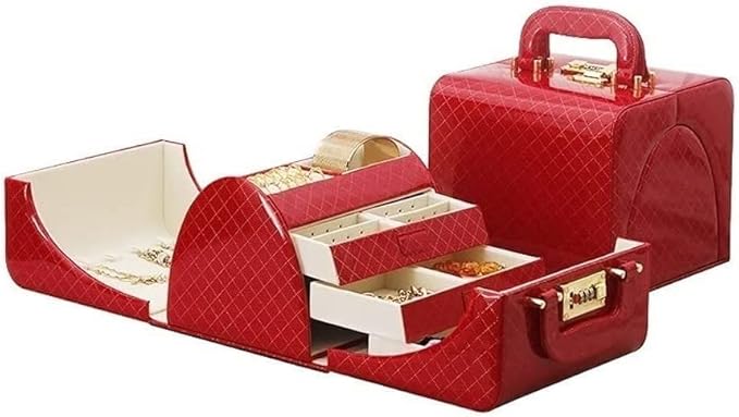 Jewellery Storage Jewelry Box Jewelry Case Digit Code Lock Jewelry Boxes Big Capacity Watch Necklace Organizer Box Makeup Wedding Supplies Gift Jewellery Display Box