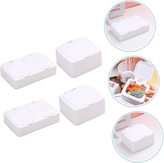 Lurrose 4pcs Simple Desktop Storage Box Diy Press Type Organizer for Jewelry Stationery and Makeup Small Bins for Students and Home Office Use