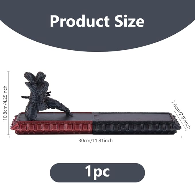 DICOSMETIC Incense Holder Samurai Incense Burner Medium Violet Red Incenses Holder with Storage Box Ash Catcher Warrior Incenses Burner for Aromatherapy Meditation Yoga Room Decor