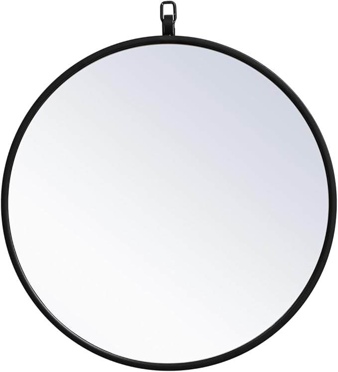 Focus 18x18 Round Wall Mirror, for Bathroom Bedroom Entryway, Black