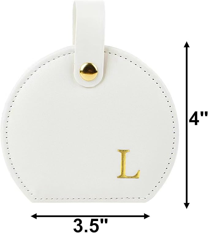 Travel Jewelry Case,Personalized Jewelry Box,Elegant Half-Moon Design with Personalized Golden Initial Case,Personalized Gifts for Women,Jewelry organizer;Personalized Gifts for Women or Friends(L)