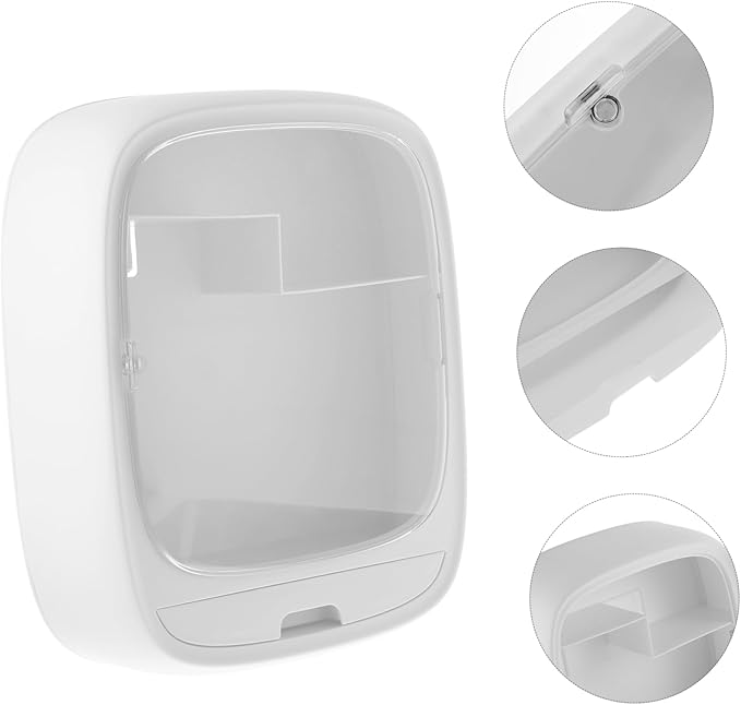 1pc Wall-mounted Cosmetic Storage Box Multifunctional Bathroom Organizer for Makeup No Drilling Simple Design Easy to Install White