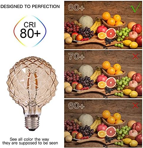 Vintage LED Edison Bulb G30 4W Dimmable LED Filament Bulb Globe Pineapple Shaped Light Bulb 2300K Warm White E26 400LM Equivalent 40W Incandescent (Amber)