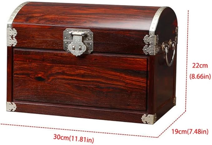 Makeup Organizers Solid Wood Jewelry Box Chinese Retro Storage Box Ring Earring Necklace Bracelet Watch Small Jewelry Storage Box Jewelry Box 11.81 Inches Jewelry Case (Color : A)