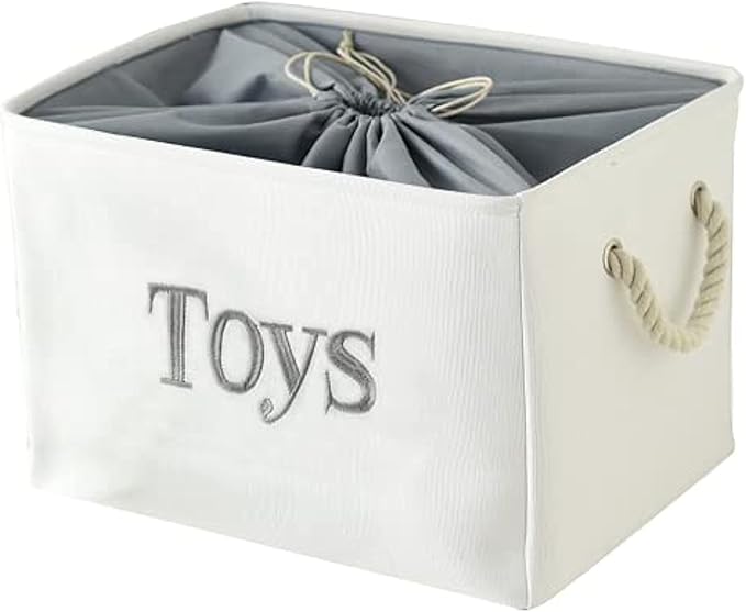 INough Toy Storage for Kids Toy Box Lightweight Collapsible Toy Storage Organizer Toys Bin with Handle, Storage Baskets for Kids, Boys, Girls, Nursery Room (Large, Toys)