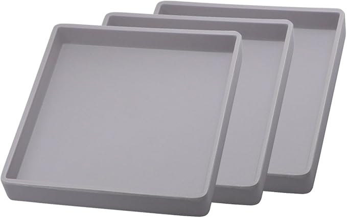 Small Square Tray (5.9 inch) 3 Pack, Durable Gray Tray for Desserts & Organization, Lightweight for Coffee, Drinks, Party, Seasoning, Perfume and Display.