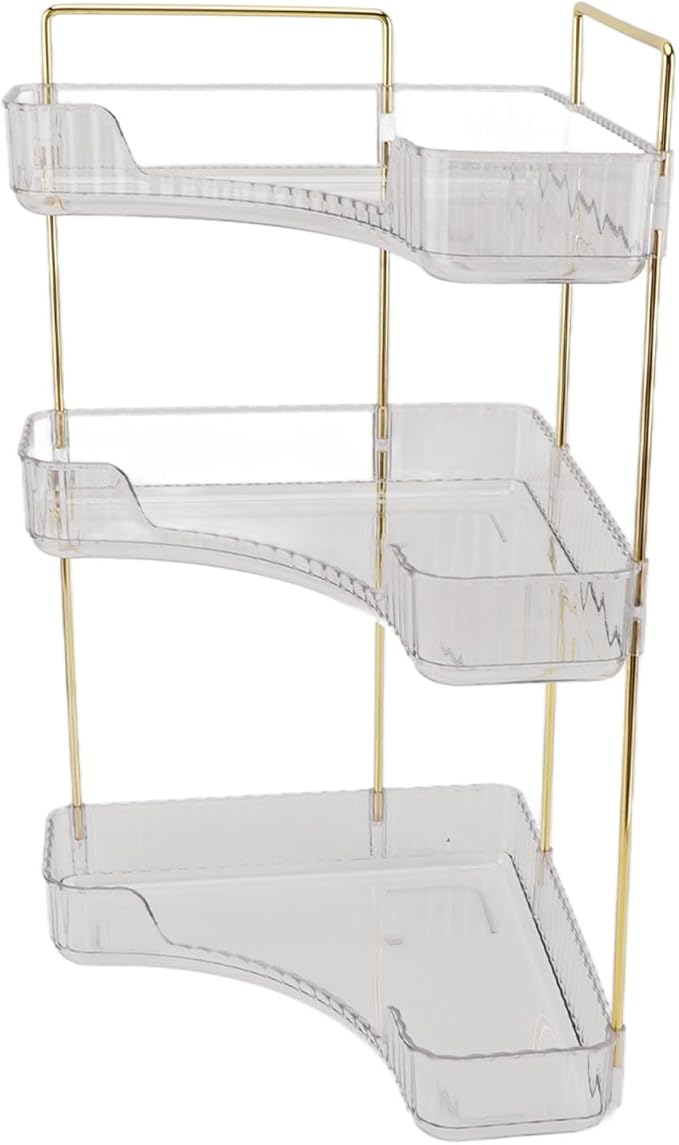 Fabater Corner Makeup Bathroom Organizer Modern Easy Access Makeup Organizer Rack for Bedroom (Transparent)