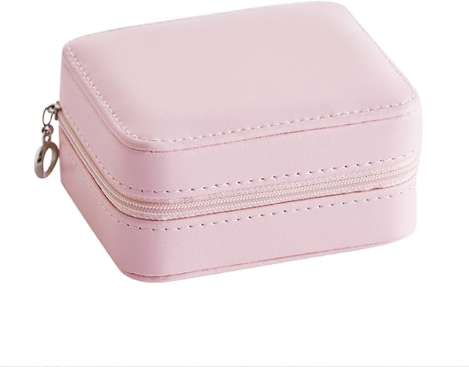 Earrings Ring Jewelry Box Useful Makeup Organizer with Zipper Travel Portable Jewelry Storage Case 1Pcs (Color : Pink style1)
