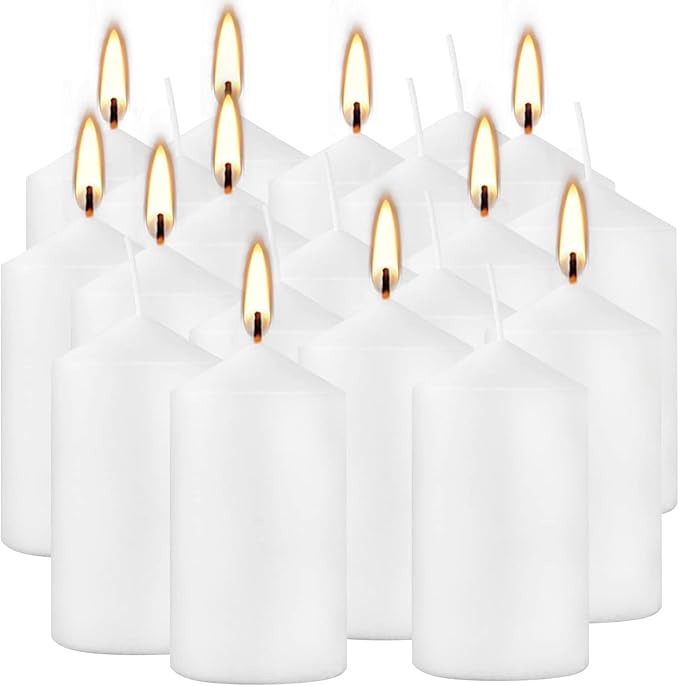 YOROXRG 2"x4" High White Pillar Candles, Set of 20 Unscented. Bulk Buy. Ideal for Halloween, Wedding, Emergency Lanterns, Household, Wedding and Home Décor Candlesticks