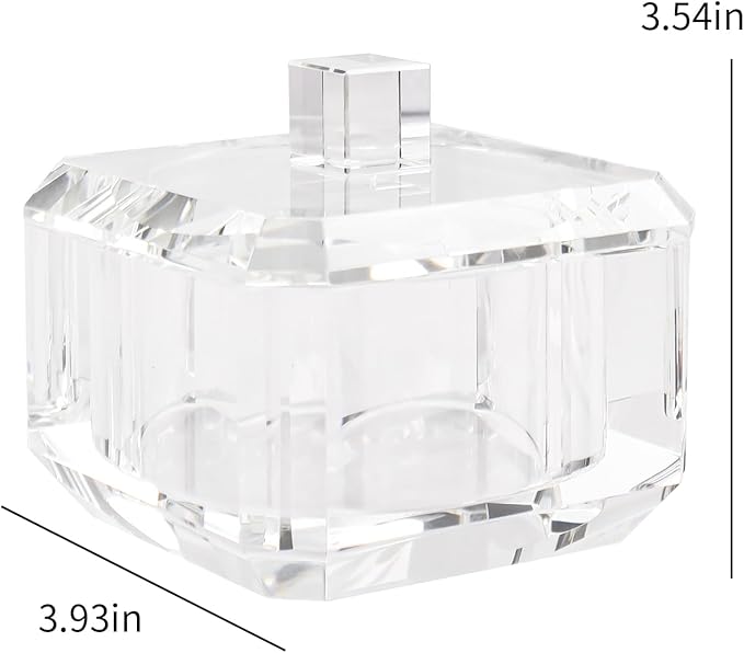 Crystal Candy Dish with Lid, Clear Candy Containers Desk Decor, Jewelry Box Candy Jar W 4" x H 3.5", Comes With Gift Box