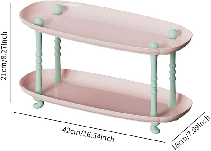 Desktop Organizer Countertop Storage Rack Vanity Tray Makeup Organizer for Countertop Red(Pink)