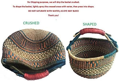 Large African Bolga Basket Fair Trade Ghana Baskets toys Egg baskets - Large: 14"-16" (COLORS VARY) 1 EA
