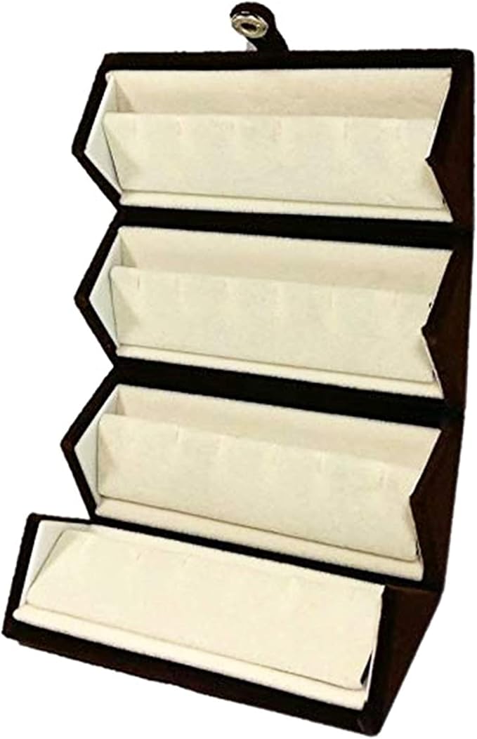 atorakushon Combo Cream Multipurpose Velvet Folder Earring & Ring Box case Jewellery Organizer Pouch Travelling Box