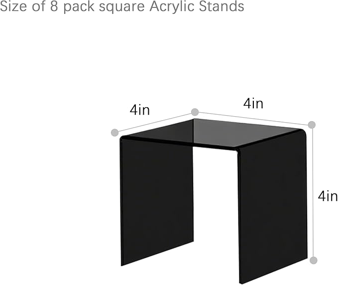 Acylic Riser Square Display Stand For Cupcakes, Arts and Crafts (Black, 8P-4INCH)