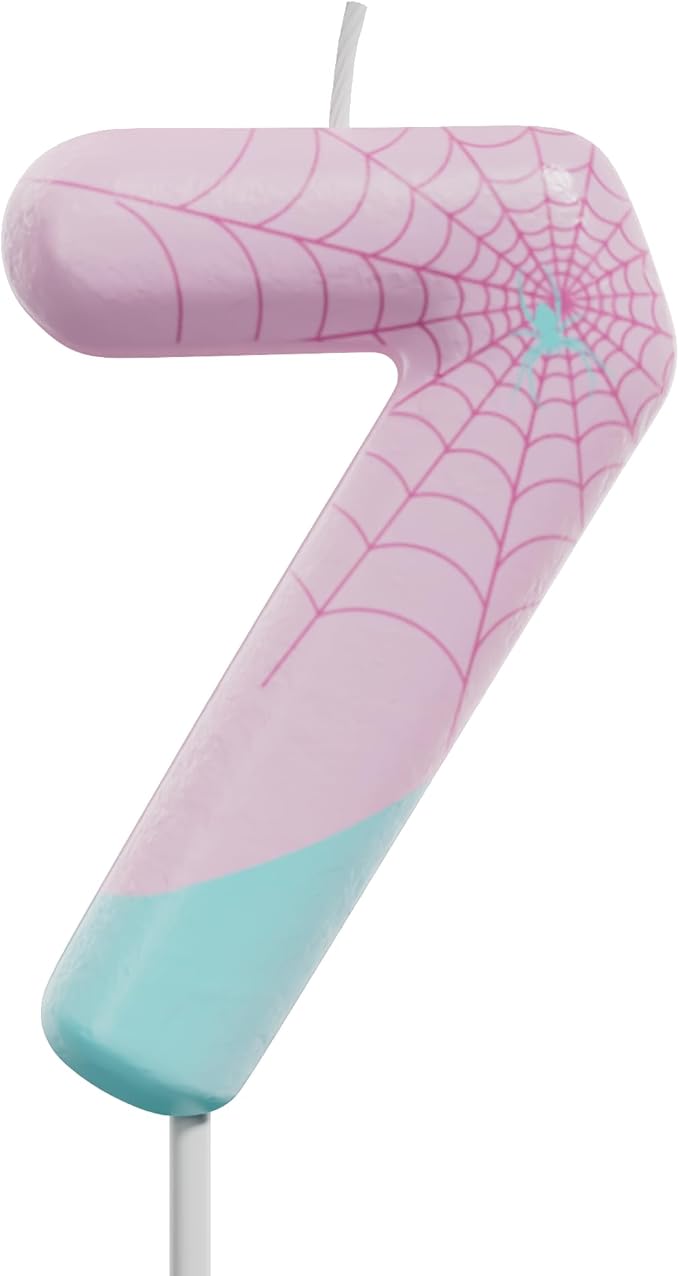Pink Spider Birthday Number Candles – Multi-Color Decorative Cake Toppers for Kids Party & Celebration(Pink, 7)